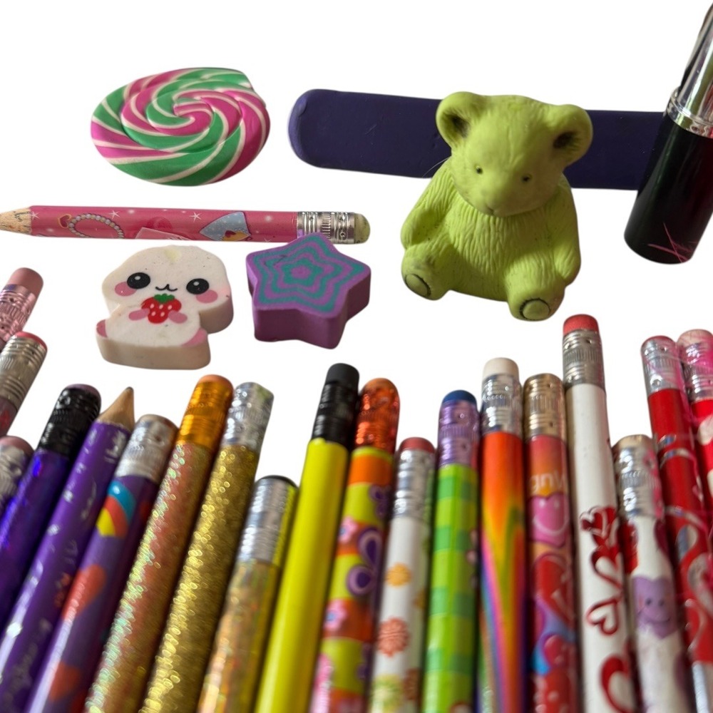 Y2K Vintage Girly Pencils Erasers Stickers Lot 60+ Novelty School Supplies B20Q - Picture 9 of 9
